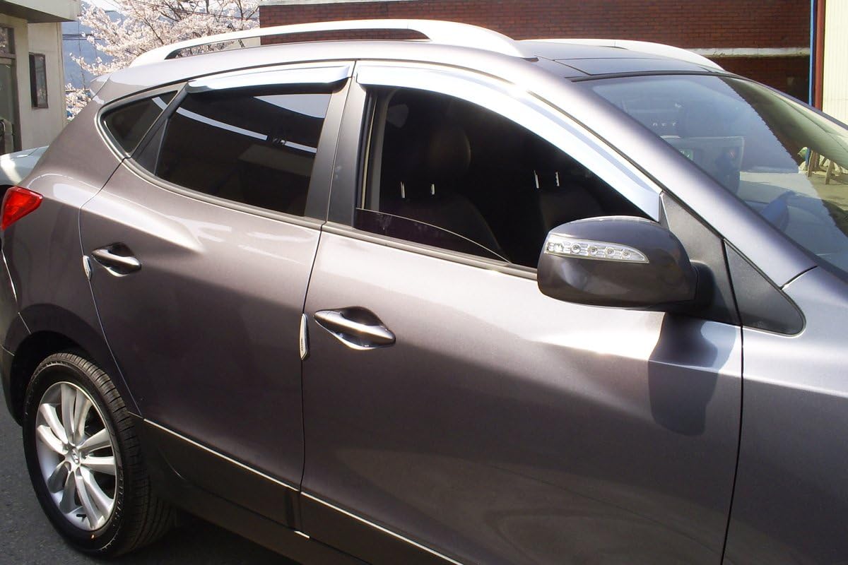 AUTOCLOVER Chrome Side Window Weather Visor Sun Rain Wind Guard 4p for 2010~2015 Hyundai Tucson
