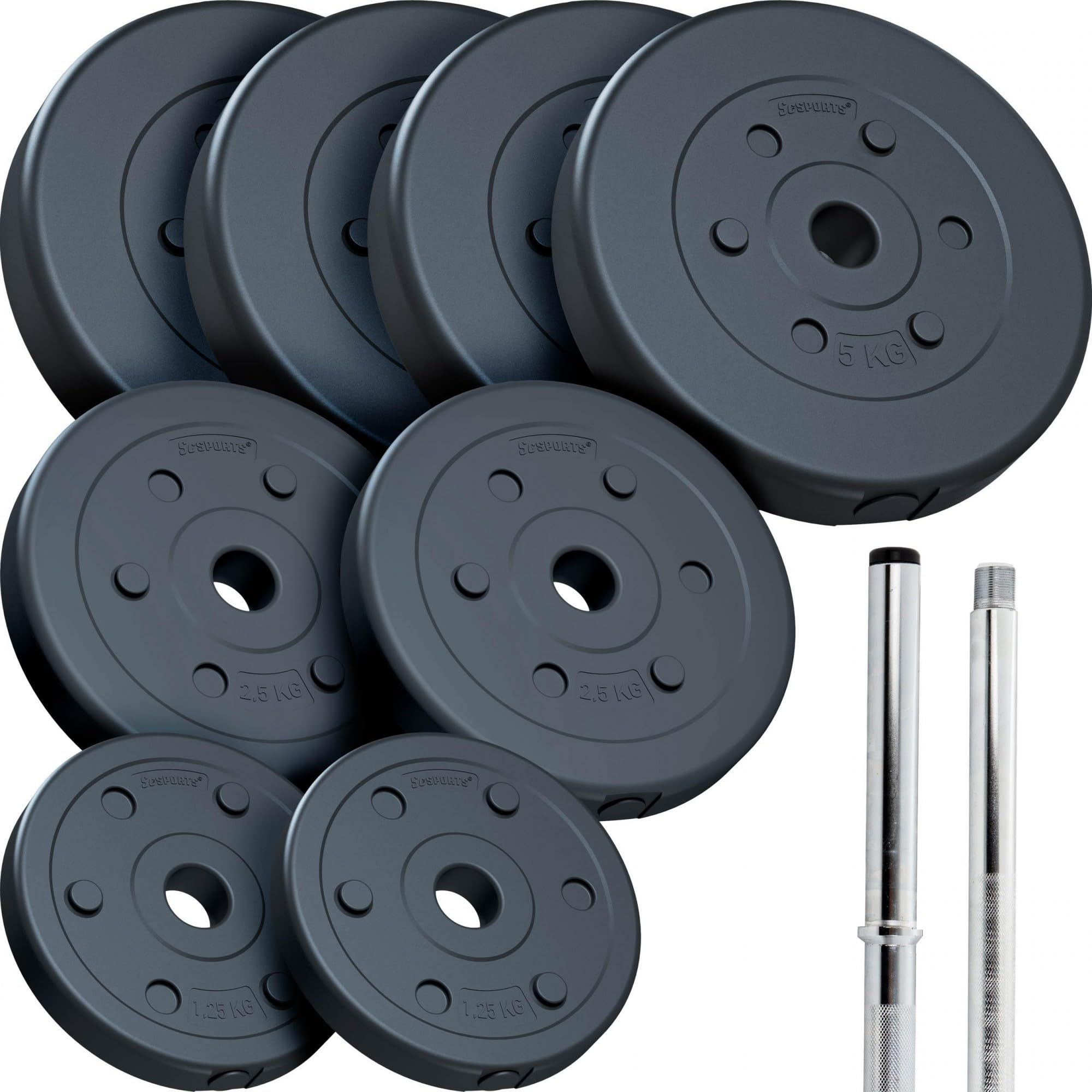 Set Sollevamento Pesi 25 Kg, Bilanciere In Ferro Con Piastre Da 2,5 Kg E 5 Kg - Perfetto Per Home Gym, Squat, Curl, Press