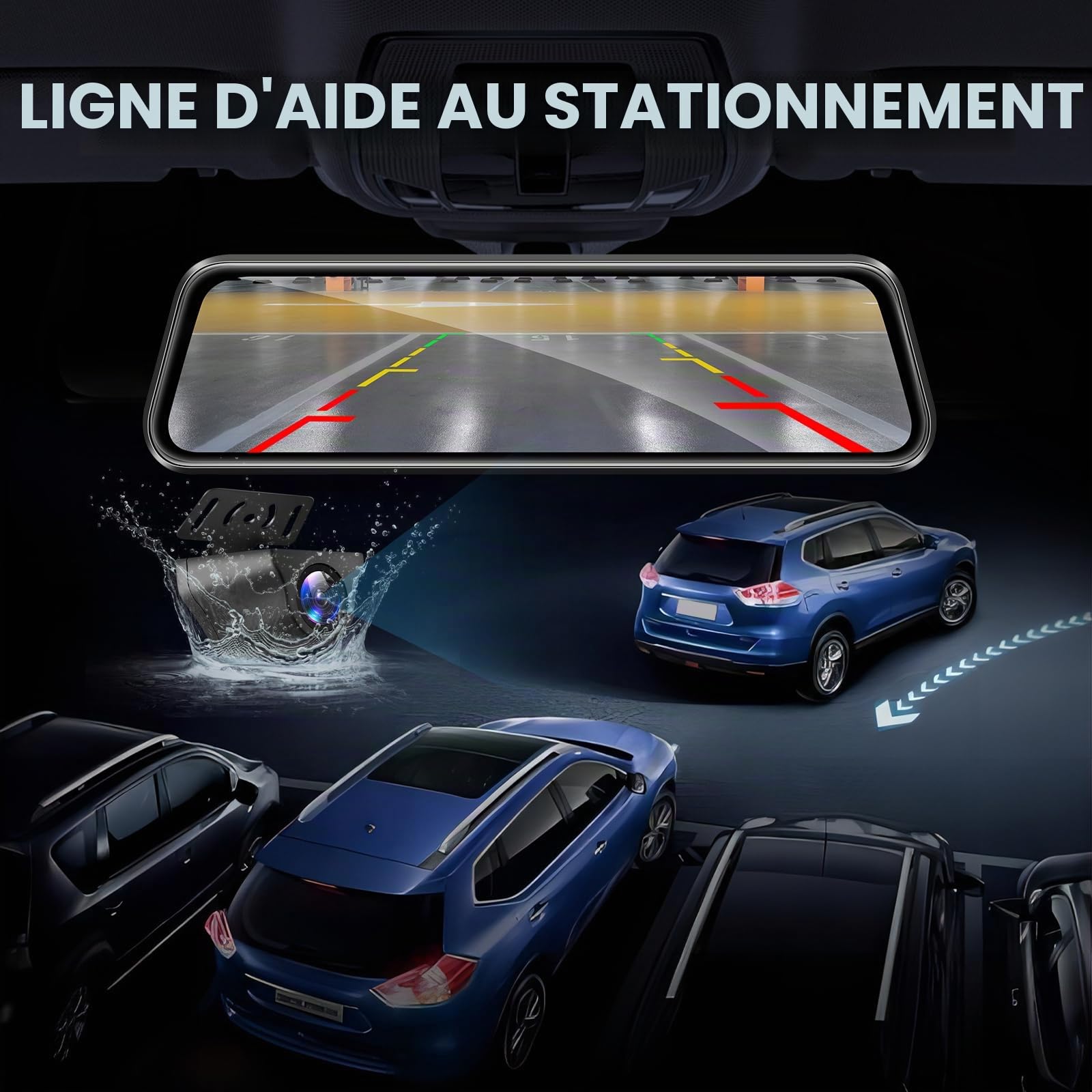 Vtopek 10" Dashcam Rétroviseur WiFi Dashcam Voiture Avant Arriere 4K+1080P