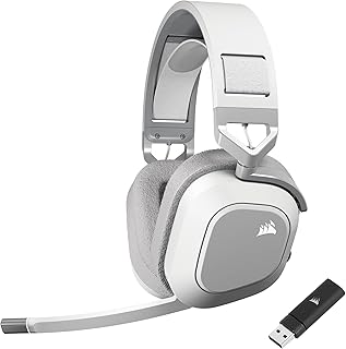 CORSAIR HS80 MAX Wireless Multiplatform Gaming Headset with Bluetooth - Dolby Atmos - Broadcast Quality Microphone - iCUE Compatible - PC, Mac, PS5, PS4, Mobile - White