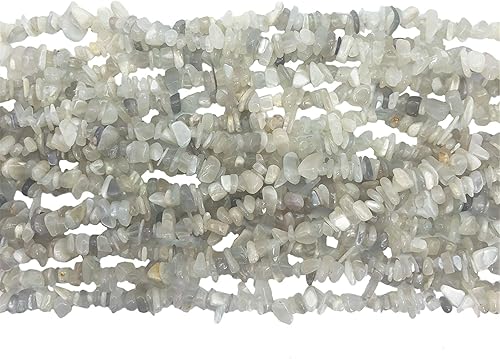 Miniatura 1 de Cuentas de piedra lunar blanca irregular de 66 pulgadas para la fabricación de joyas, cuentas sueltas perforadas con cristal curativo, suministros