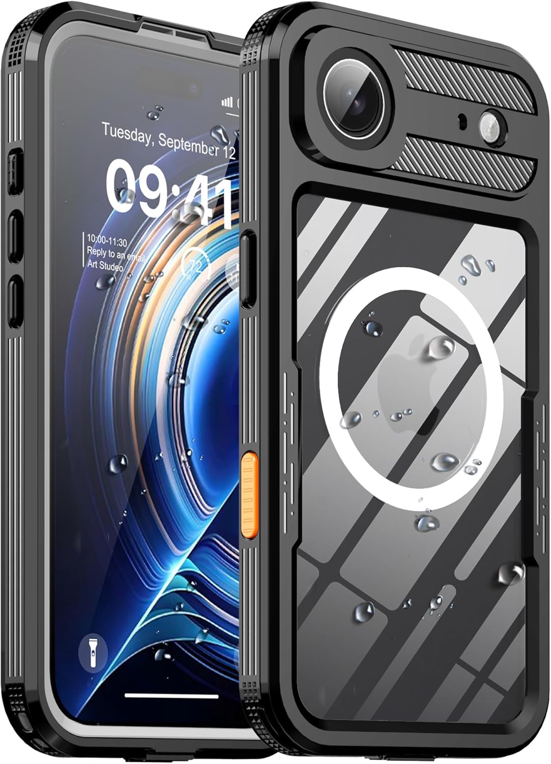 Ezanmull for iPhone 17 Pro Max Waterproof Case, with Built-in Screen Protector Rugged Dustproof Shockproof Full Body Underwater Protective Phone Cover (M Black, for iPone 17 Pro Max)