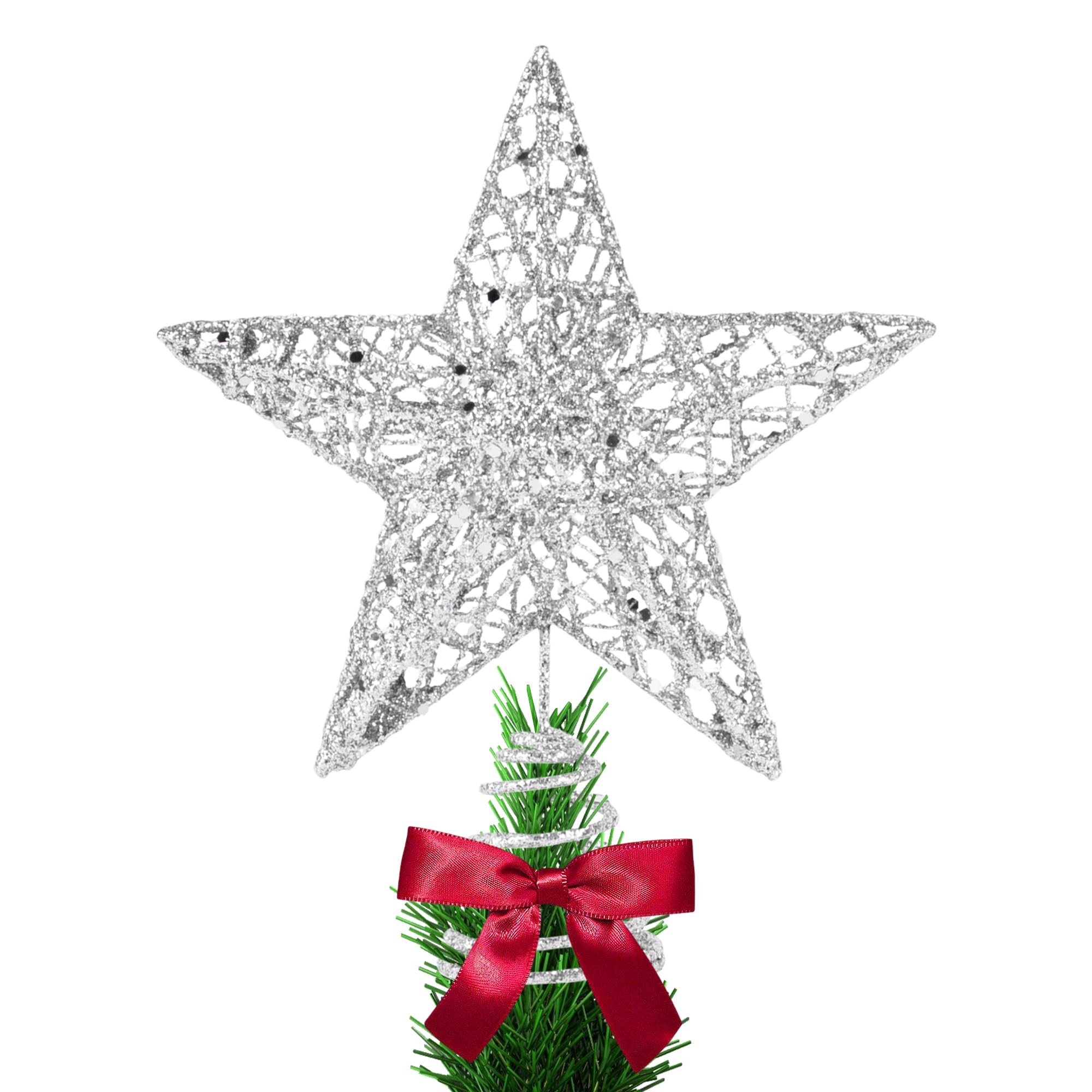 Estrella de árbol de Navidad plateada para iluminar la ilusión y las tradiciones en el hogar