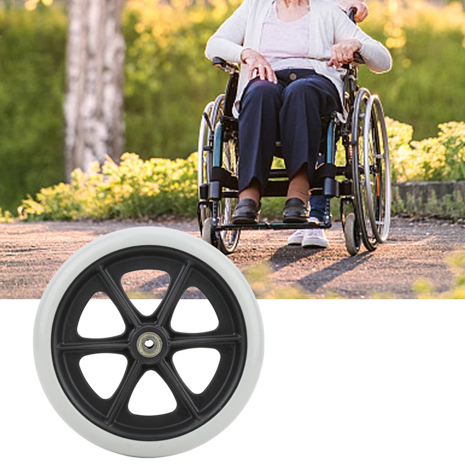 Rueda de Repuesto para Silla de Ruedas, Rueda Antideslizante para Silla de Ruedas de 8 Pulgadas, Andador para Silla de Paseo, Ruedas de Goma Antideslizantes, Ruedas Delanteras de Repuesto par