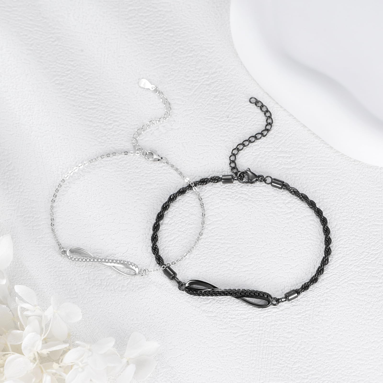 JERWLI Infinity Paararmbänder 925er Sterlingsilber für immer passende Armbänder Geschenke für Paare