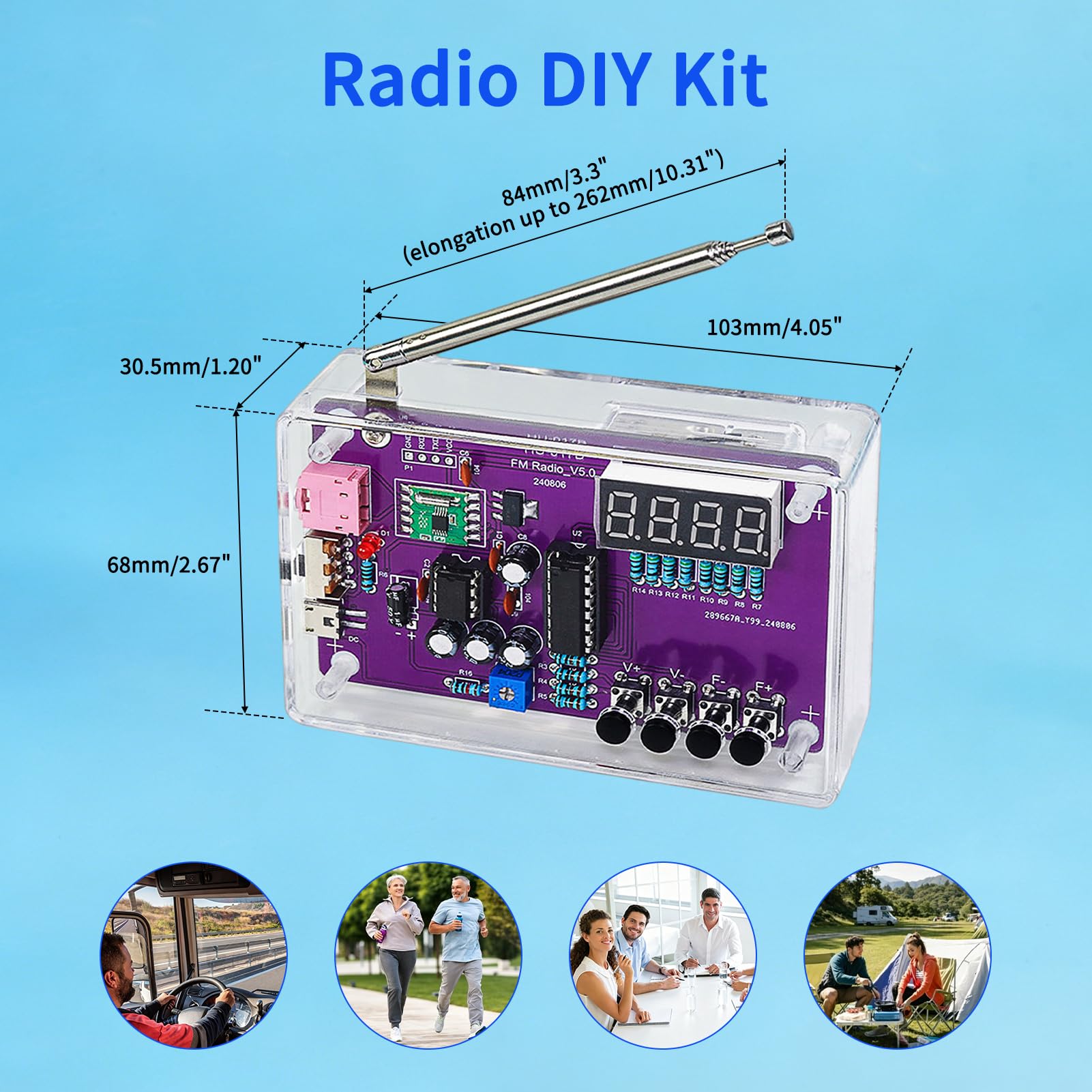 Kit radio FM, kit d'entraînement à la soudure électronique DIY Kit de soudure Module radio récepteur Kit 87-108 MHz (avec étui)