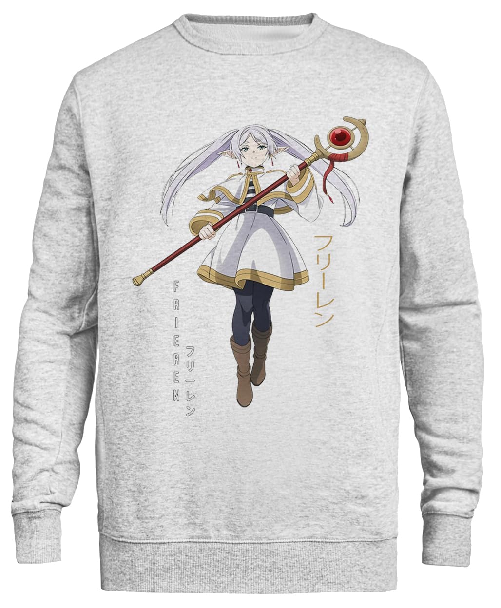 Frieren Sousou No Frieren Unisex Szary Sweter Ekologiczny Unisex Grey Sweatshirt Eco-Friendly Crewneck
