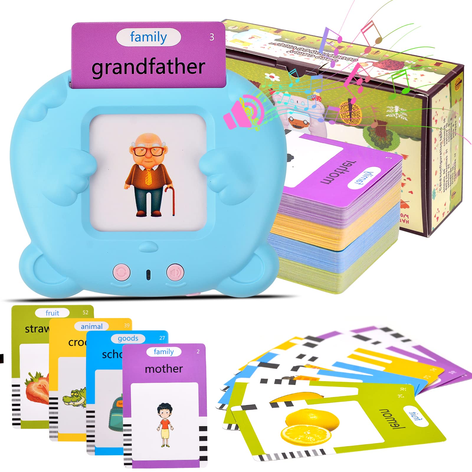 Talking Flash Cards Early Educational Toys for 3 4 5 6 Year Old Baby Boys Girls, Preschool Learning Reading Machine with 224 Words, Montessori Interactive Gift for Kids Toddlers
