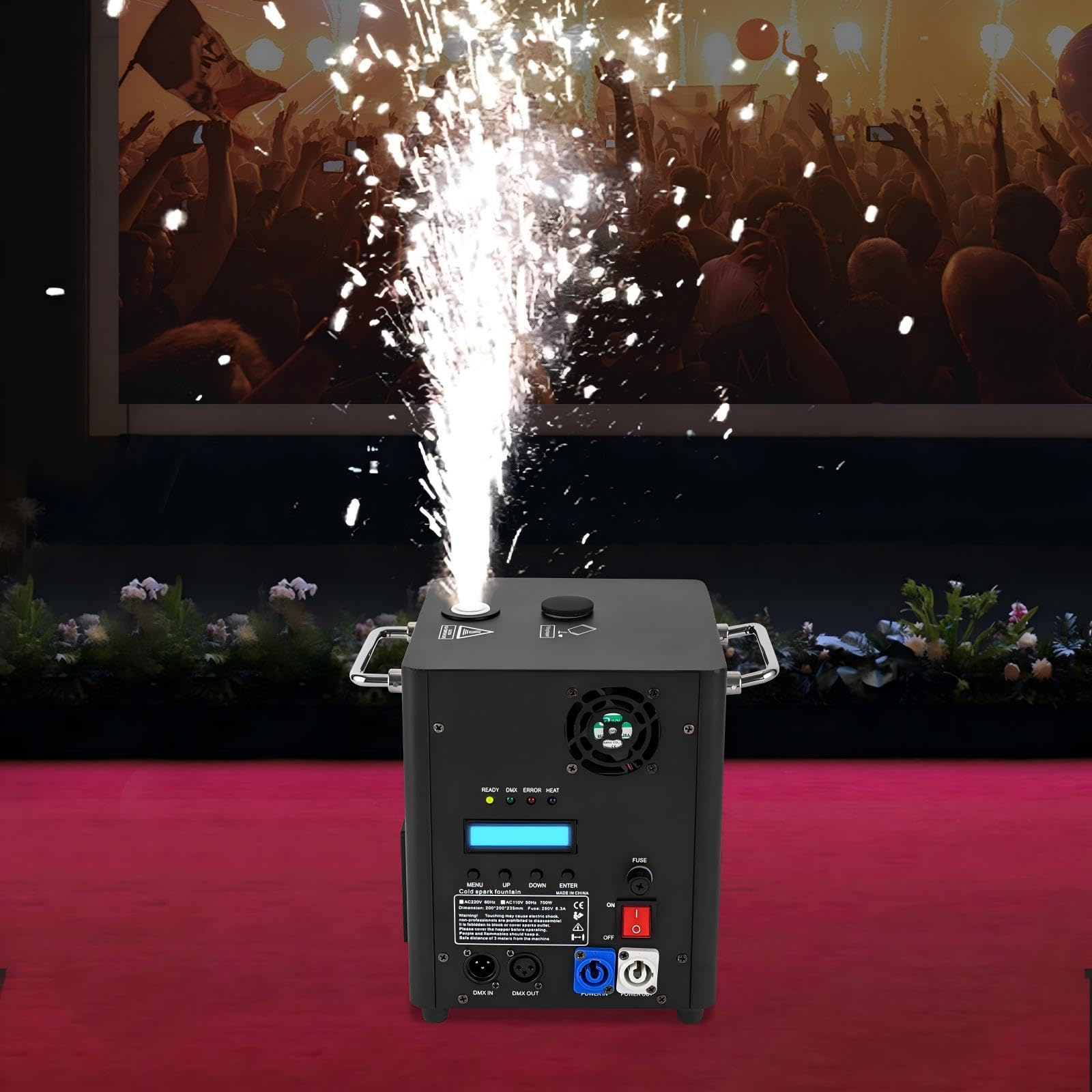 Le luci del DJ,Telecomando elettronico, 700 W, per palcoscenici, effetto speciale, macchina per effetti, scintille, matrimoni, feste, decorazione per palcoscenici, telecomando, colore nero, per DJ