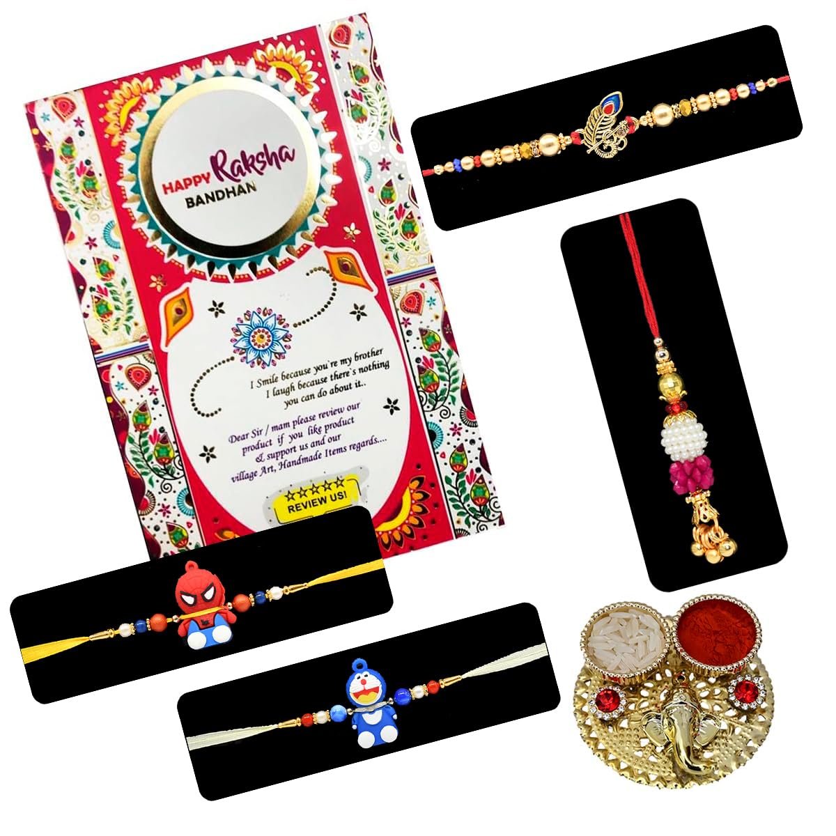 Saugat Traders Rakhi Combo with Gift for Bhaiya Bhabhi and Kids - 1 Religious Rakhi - 1 Designer Lumba Rakhi - 2 Cartoon Rakhi for Kids with Greeting Card, Roli Chawal Chopra (B0B4P2K5HS) Amazon Price History, Amazon Price Tracker