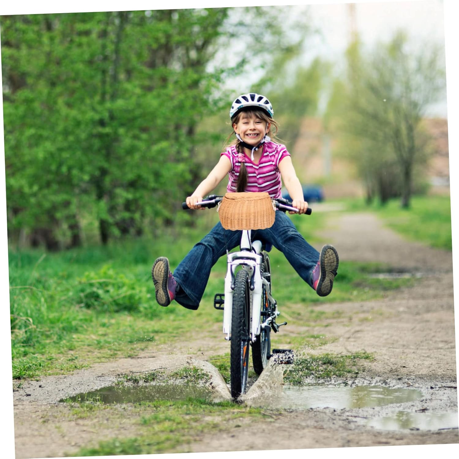 Handmade Rattan Storage Basket for Boy Girl Woven Crossbody Bag Lightweight Rattan Shoulder Bag for Biking Outdoor Fun Natural Odorless Design