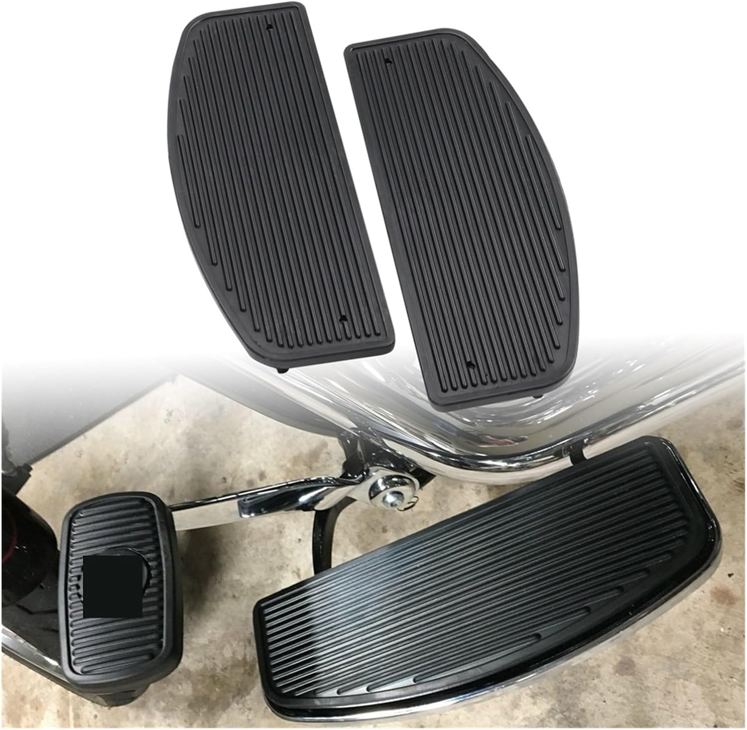 1 Pair Motorcycle Black Front Rubber Rider Insert Floorboard Footboard Kit Touring Street Road Gilde