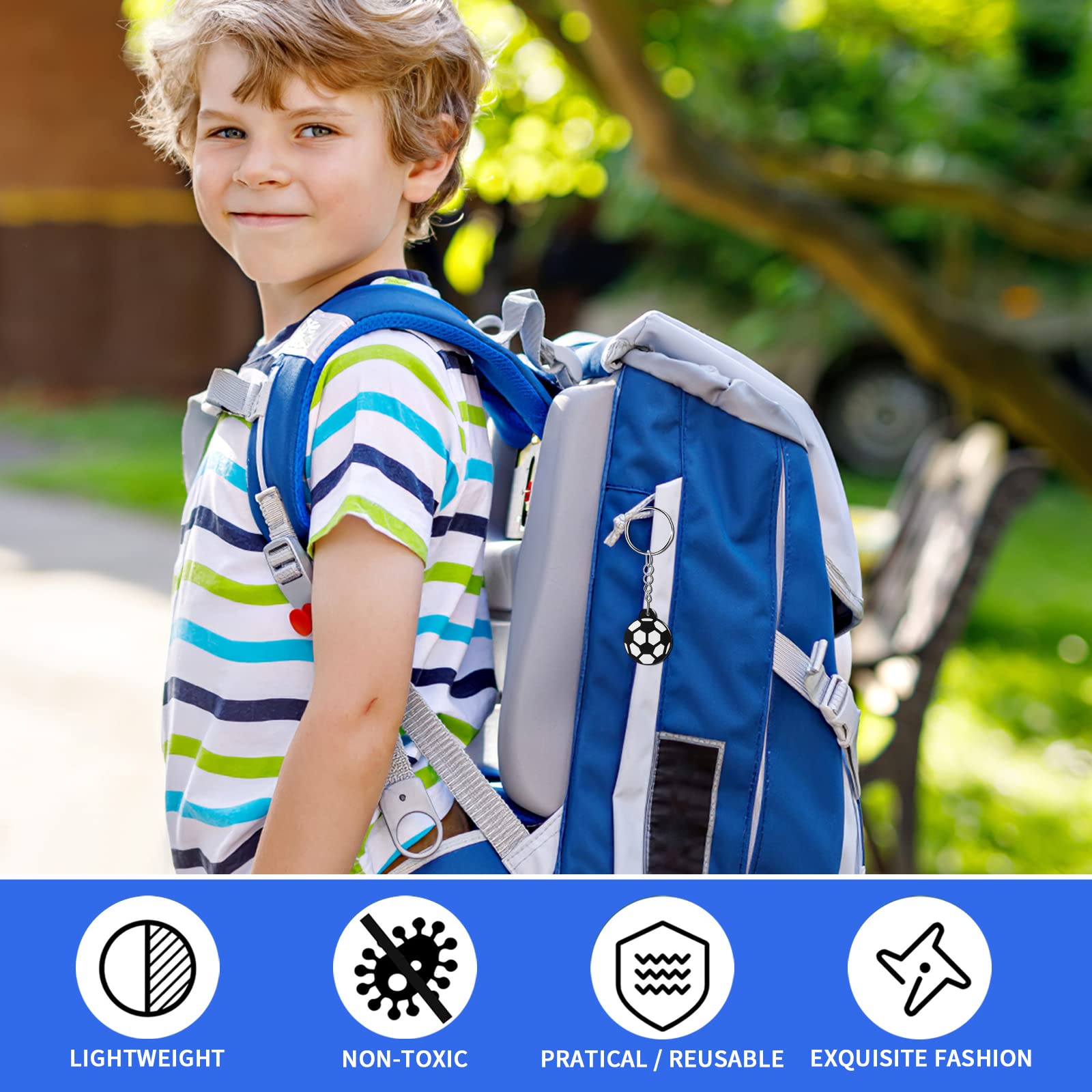 Abeillo 12 Breloczków Piłkarskich, Mini Piłka Nożna, Sport, Upominek dla Dzieci, Impreza, Plecaki, Dekoracje, Czarny, S