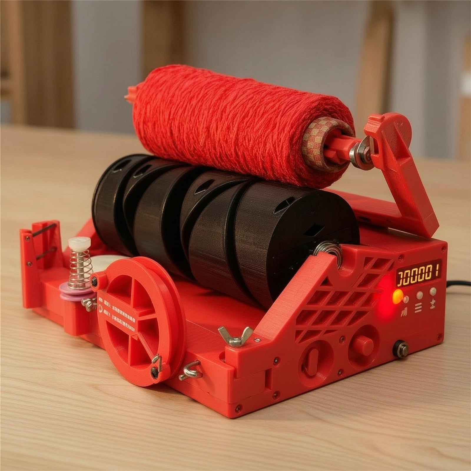 Bobinatrice Elettrica da Tavolo Regolabile Bobinatore da Tavolo Compatta Attrezzatura per Artigiani, Laboratorio, Rosso
