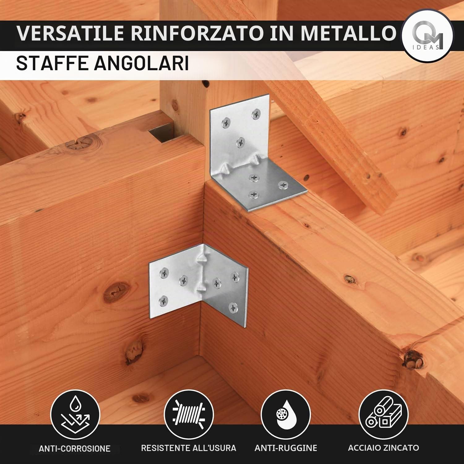 Staffe Angolari 40x40x40 Squadretta Giunzione Connettore Fissaggio Mobili Legno Zincato Argento