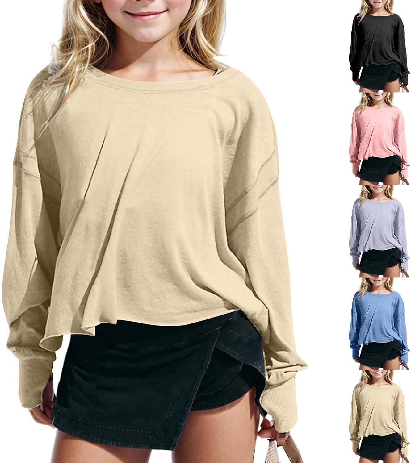 Girls Workout Shirts Long Sleeve Cross Back Cut Out Tops Backless Oversized Blouses Loose Athletic Tops Gym Yoga Tees