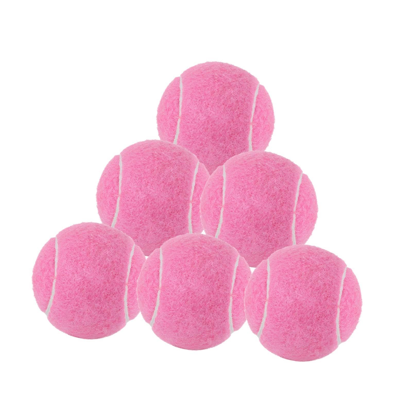Fenteer 6Pcs Tennis Balls Training Balls Pet Dog Tennis 2.52" Diameter for Beginner Training for Games Activities Beginners, Pink