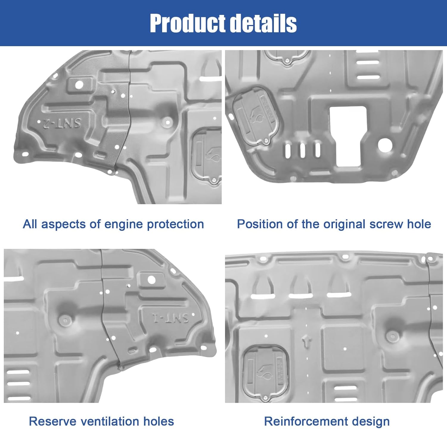29110L0200 Engine Splash Shield Guard Compatible with Hyundai Sonata 2020 2021 2022 2023， Engine Case Guard Under Car Shield Cover OE 29110L0200, HY1228204 Engine Guard Mud Flaps w/Screw Hardware