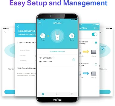 TP-Link RE505X, AX1500 Mbps OneMesh Wi-Fi 6 Menzil Genişletici, Geniş Bant/Wi-Fi Genişletici, 1 Gigabit Bağlantı Noktası ve 2 Harici Anten ile Güçlendirici/Hotspot, Dahili Erişim Noktası Modu