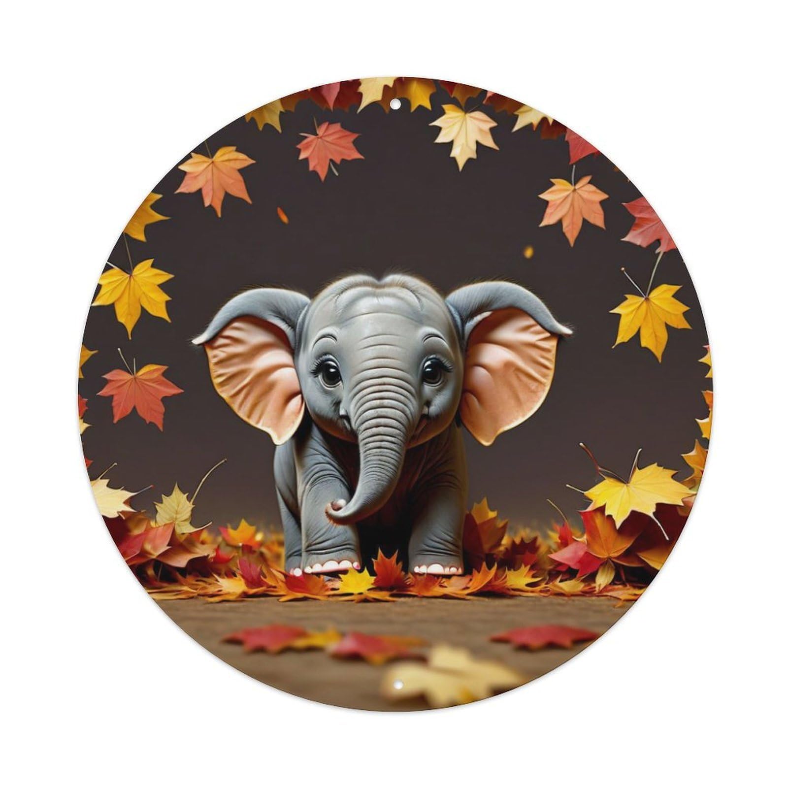 Animal Artwork The Cute Xiaoxiang in The Autumn Leaves Vintage Metal Tin Sign Plaque Wall Decor for Cafe, Club Bar, Office, Garden Metal Poster 8x8Inch