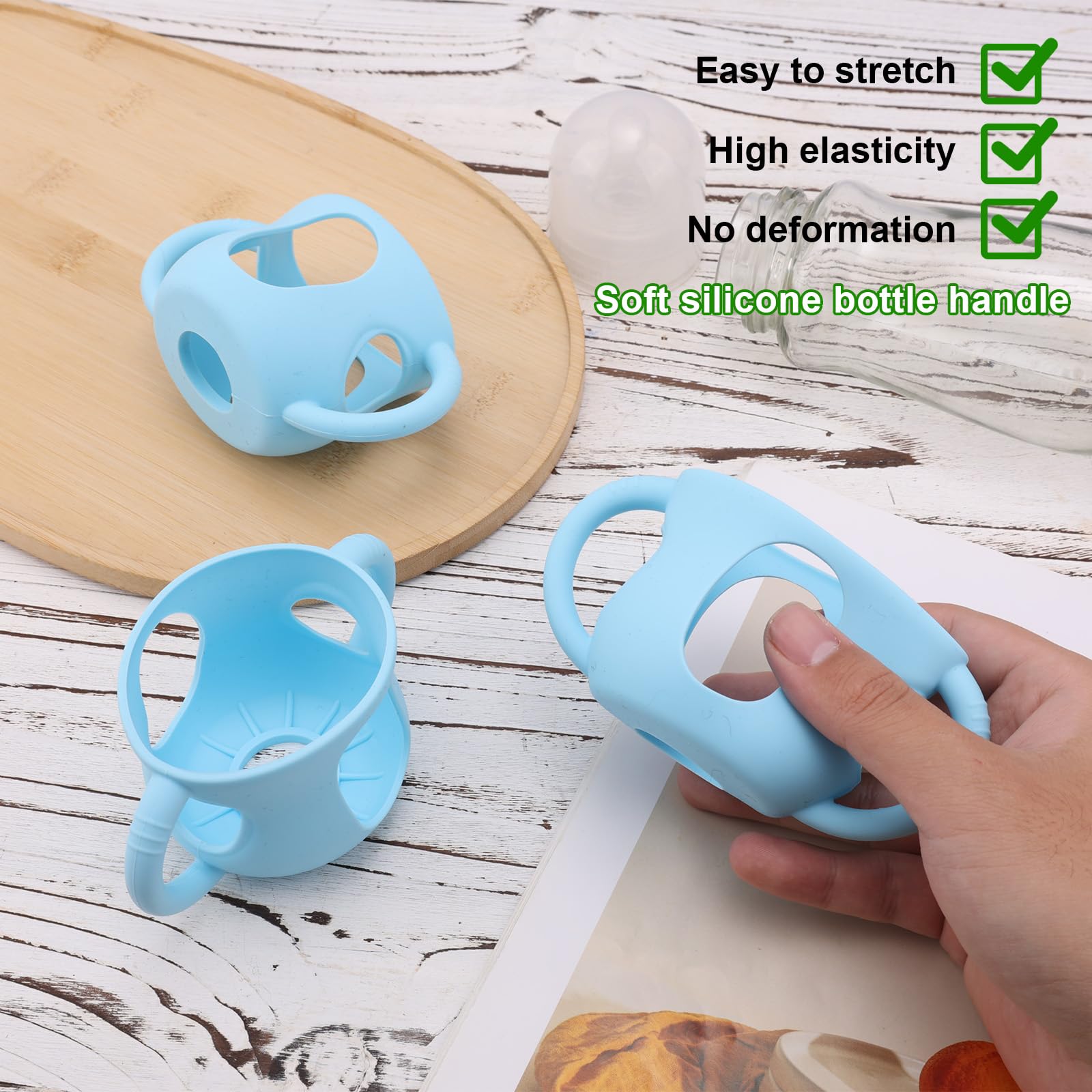 3pz Manicotti in Silicone per Biberon per Philips Avent, Manicotto in Silicone per Biberon Dal Design Curvo Protezione Antirottura per Biberon Compatibile con Philips Avent 120ml(Blu)