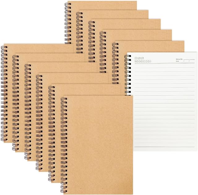 12 Pack A5 Spiral Notebook, College Ruled Journals 8.3" x 5.5", 120 Pages Lined Writing Pads