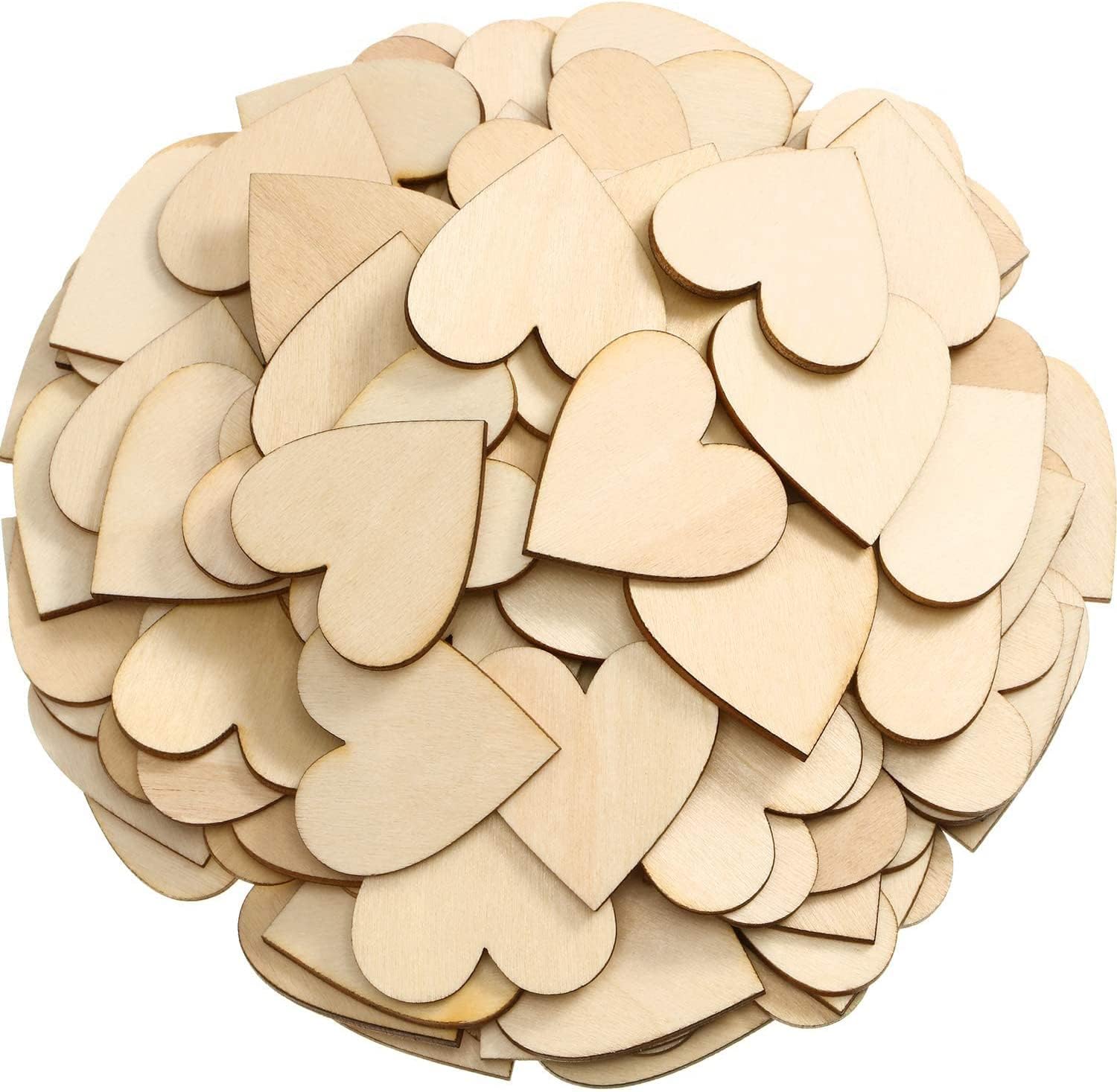 Cliths 2-Inch Wooden Hearts for Crafts, 100 Pcs Heart Shaped Wood Sheets, Christmas Wood Decorations for Tree, Blank Unfinished Wood Ornaments for Wedding, Wooden DIY Christmas.