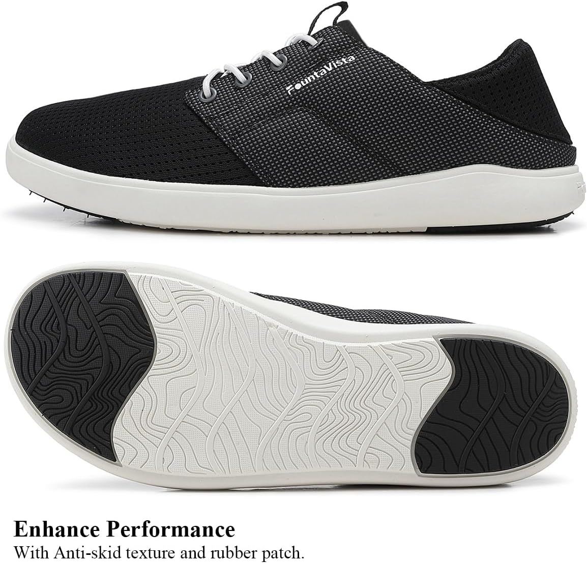 Men‘s Slip-On Walking Shoes for Wide Feet - Breathable Mesh Lightweight Workout Shoes with Wide Toe Box, All-Day Comfort Barefoot Design for Gym, Running, Travel