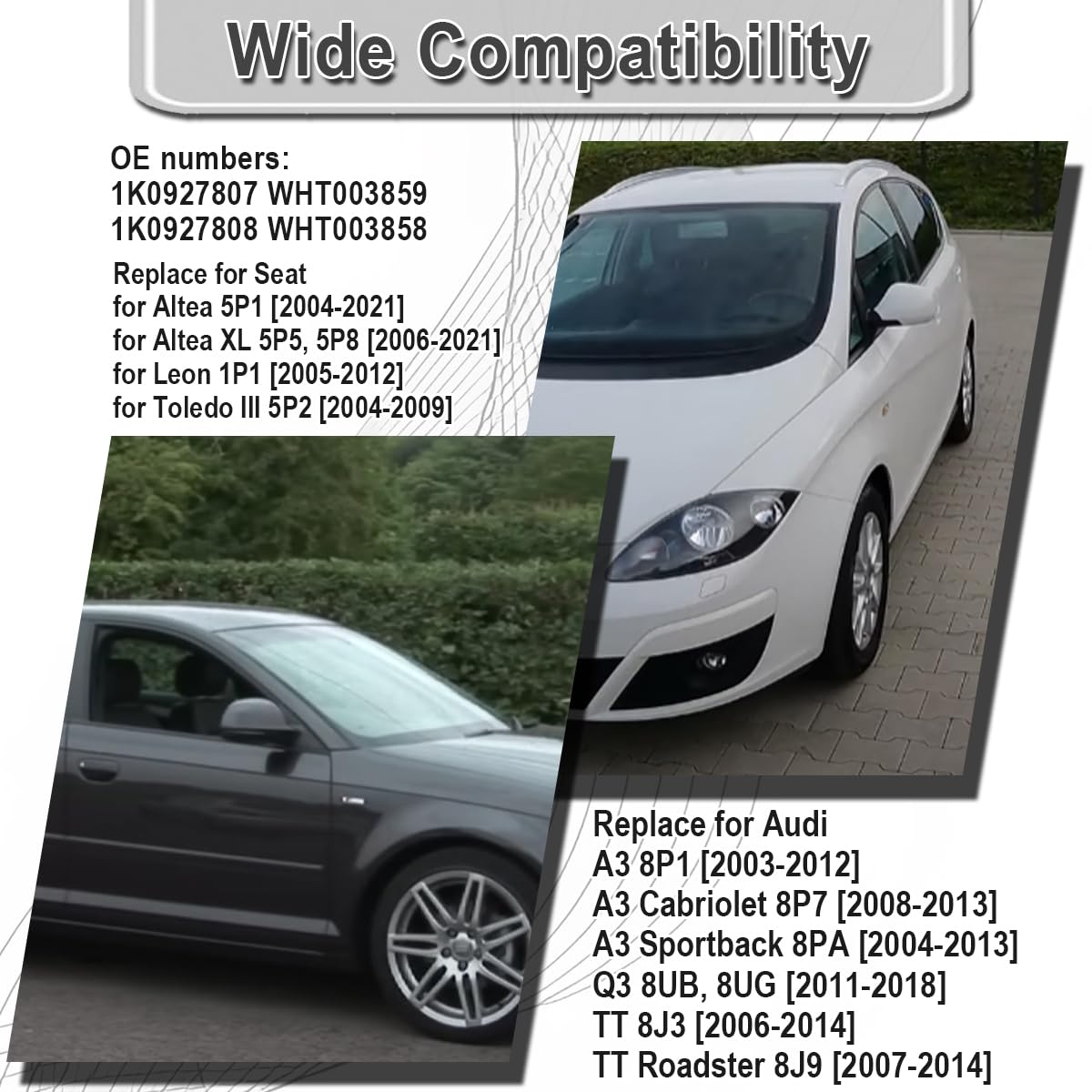 ZAMDOE 1K0927807 Capteur de Vitesse de Roue ABS pour A3 8P1 8P7 8PA Q3 8UB 8UG TT 8J3 8J9 pour Beetle 5C1 5C7 pour Golf 521 5M1 1K1 1K5 5K1 517 AJ5 Jeta 1K2 162 Pasat Scirocco Sharan 7N Tiguan 5N