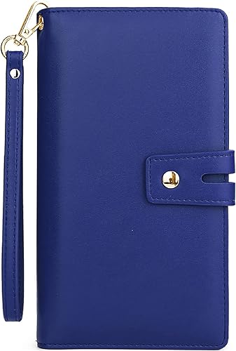 Uromee Cartera de cuero vegano con bloqueo RFID para mujer, bolso grande para mujer, tarjetero, organizador de embrague