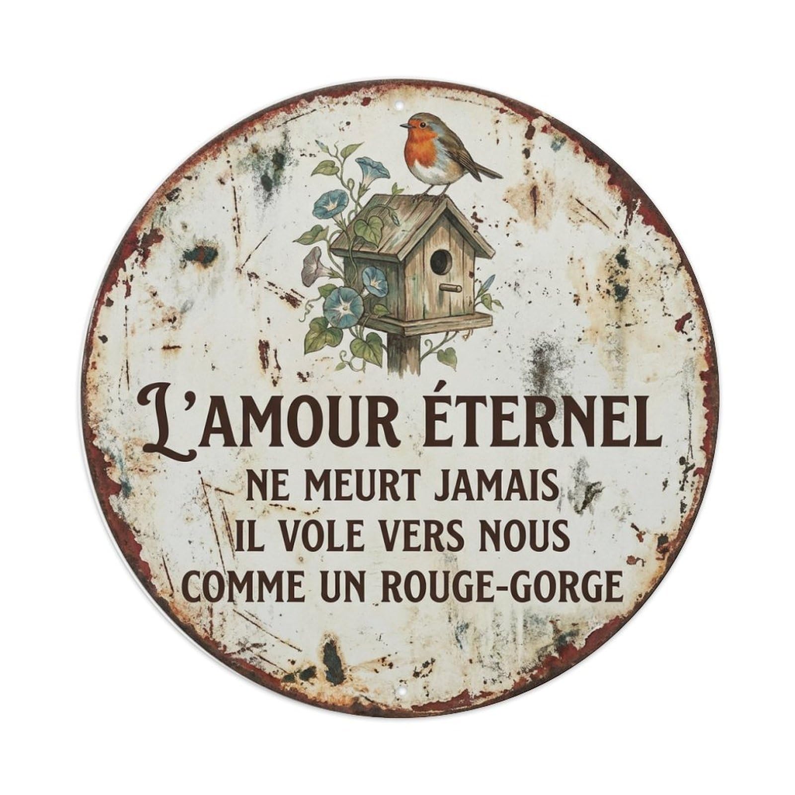 Tgrcjimh Style. Vintage Robin Bird Garden Quote Eternel Metal Tin Sign