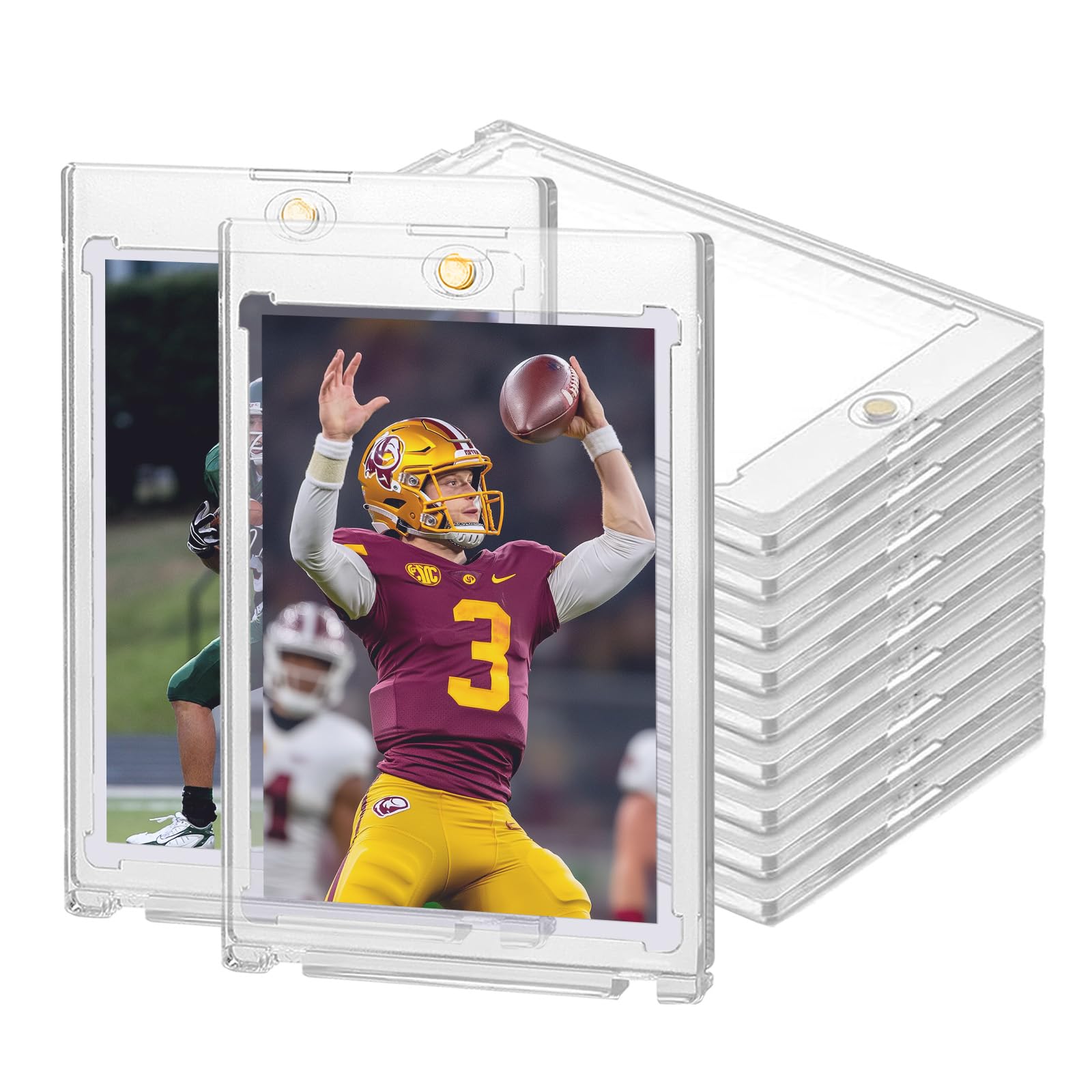 100PT Magnetic Card Holders for Trading Cards, 18ct One Card Touch Holder Baseball Card Thick Protectors Hard Plastic Magnetic Card Case Sports