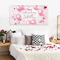 Vista 54 de Cartel de fondo personalizado para el día de San Valentín, decoración de San Valentín, letrero de vinilo con texto en inglés "Be My Valentine
