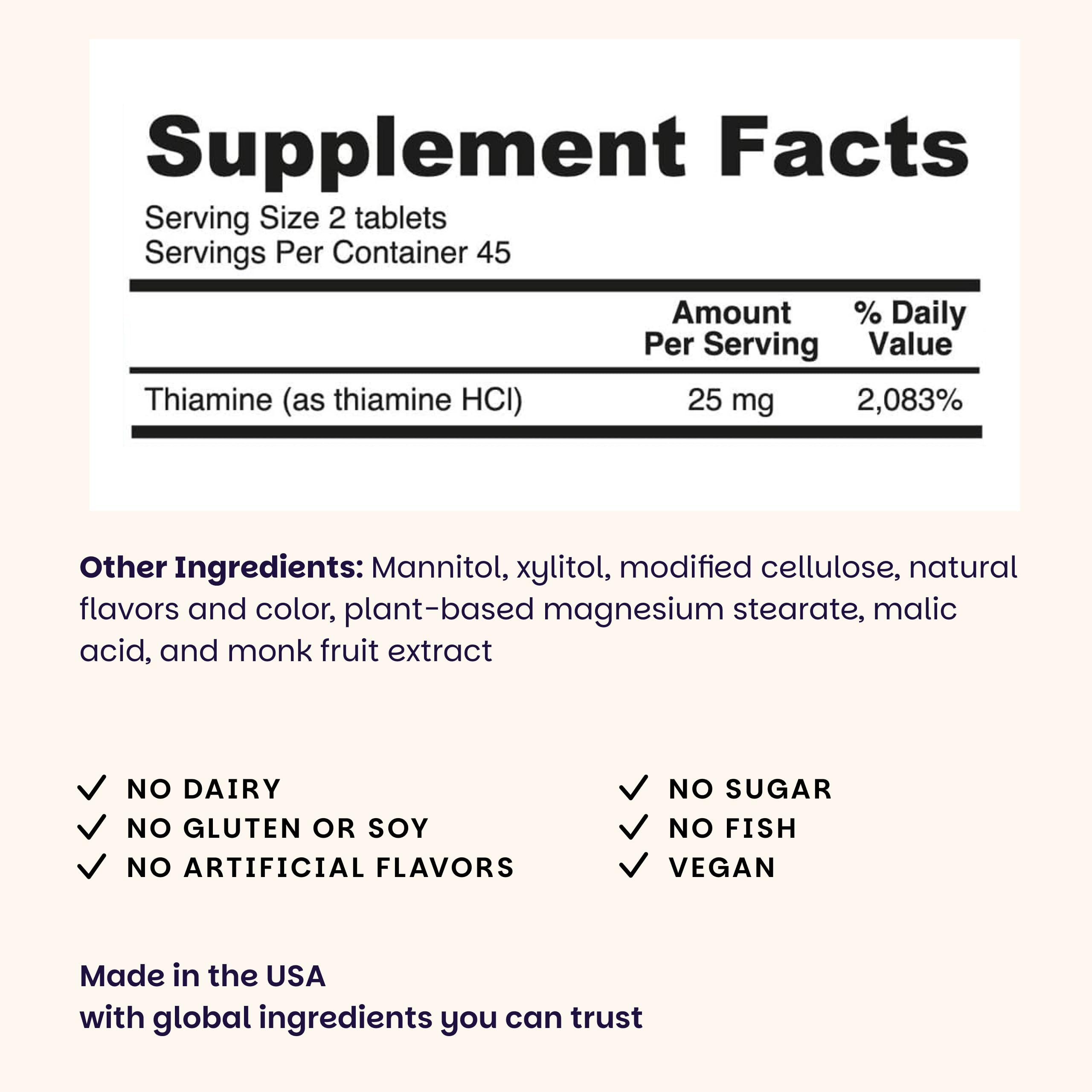 EZ Melts Dissolvable Vitamin B1 25 mg, Sugar-Free, 45-Day Supply — Amazon image 3