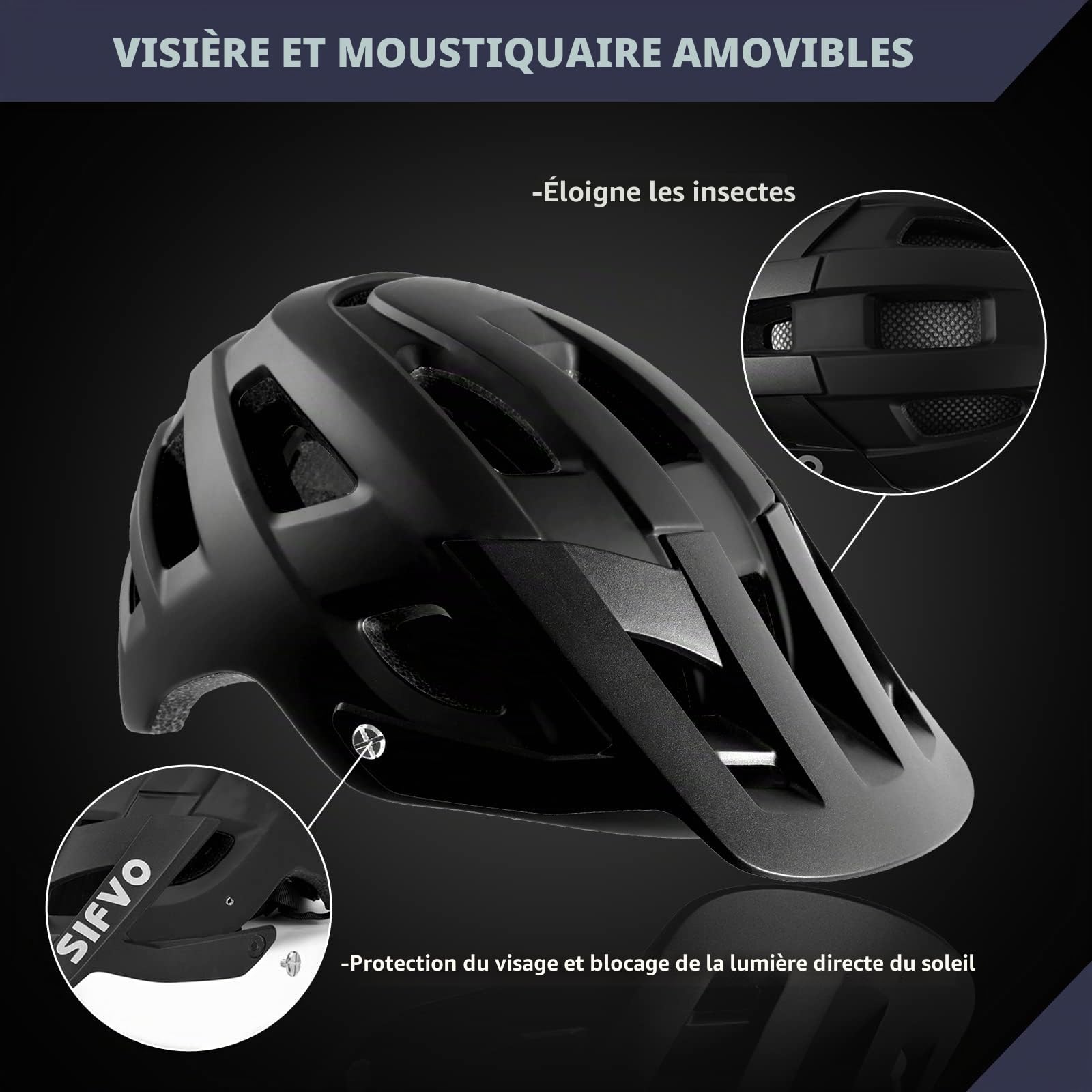 SIFVO Casque Velo Homme Femme, Casque Velo Route avec Visière Casque Velo Adulte Casque Velo VTT Multi-Sport Sûr et Confortable 54-62cm 【M/L】