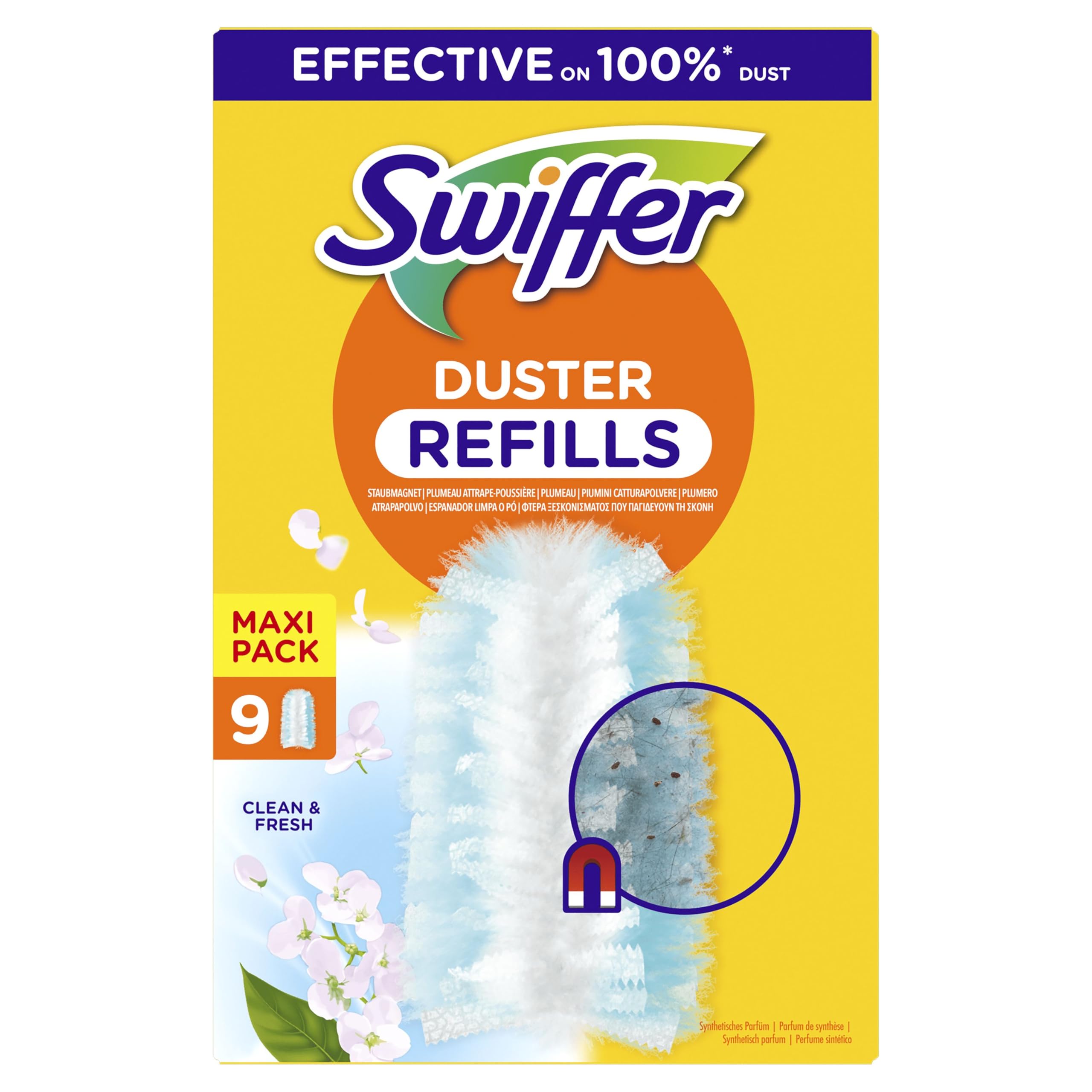 Swiffer Duster Duster 54 Refills, (6 x 9 Refills), Catches And Holds, Febreze Fragrance, Catches And Retains Dust