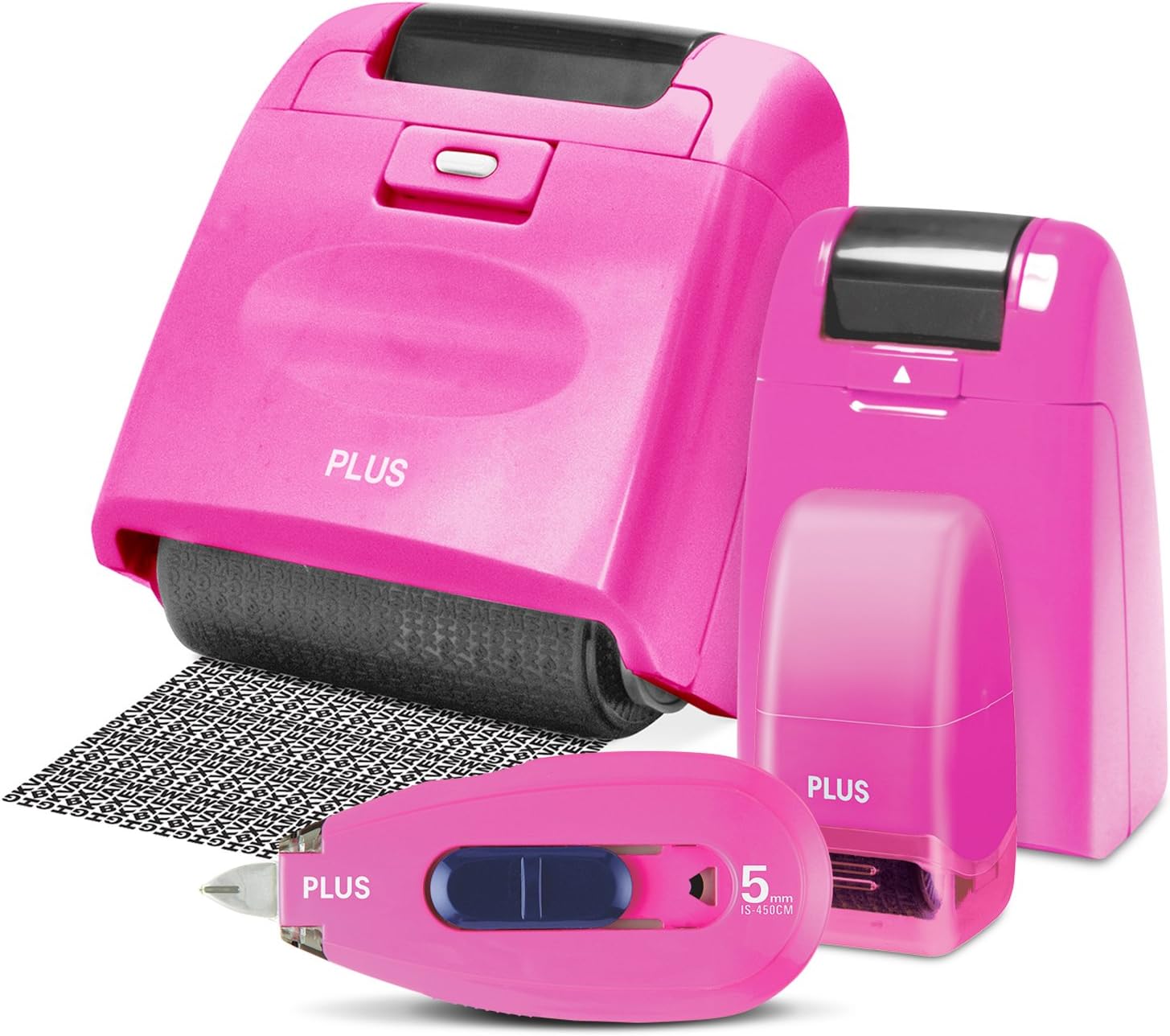 Identity Theft Prevention Combo Security Stamp kit with 1 Wide, 1 Regular and 1 Mini Rollers with 1 CAMO Tape Pink for Masking Out Private Information (60731)