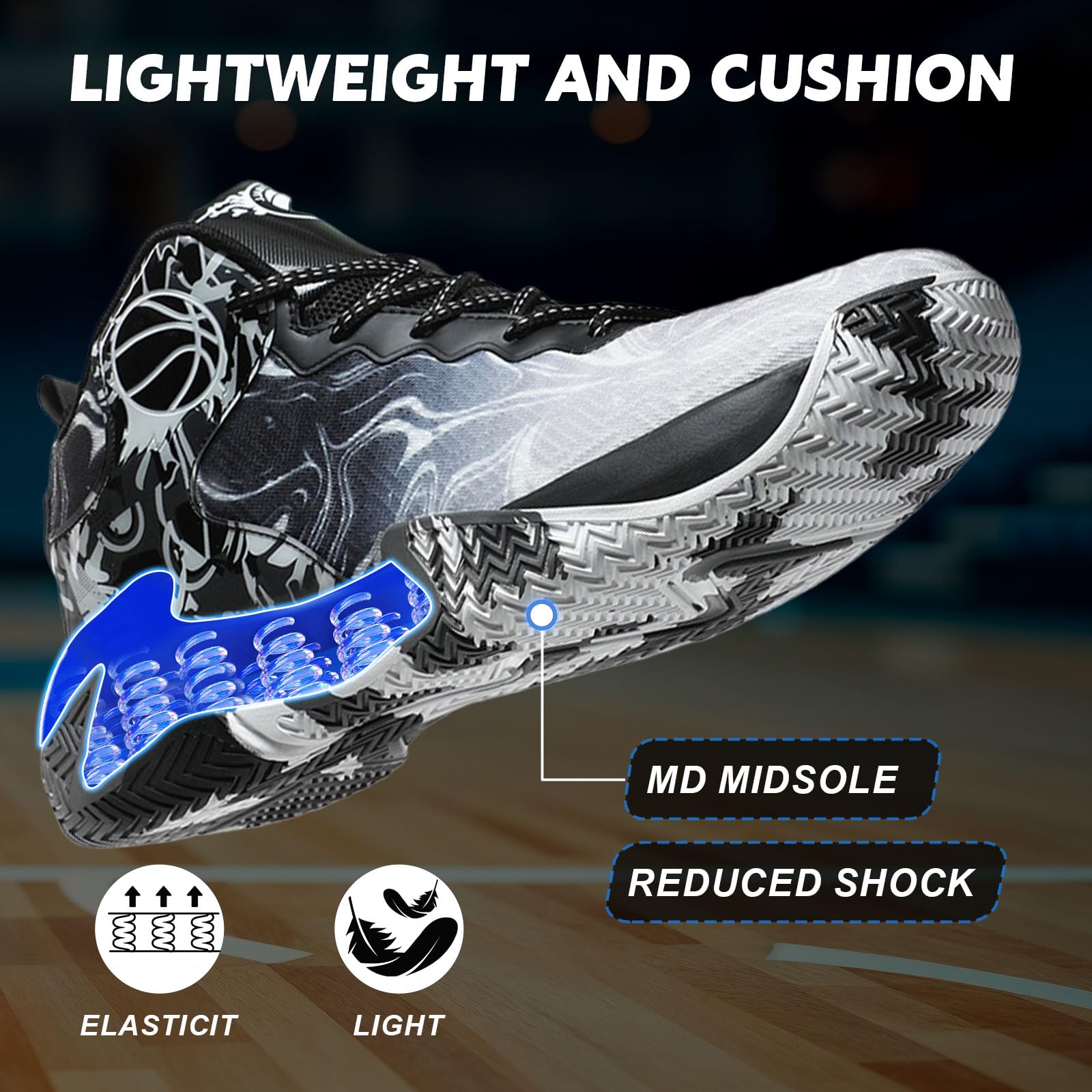 Basketballschuhe für Herren hohe Freizeitschuhe sportliches Gehen Mesh bequemer Sportschuh zum Laufen im Freien modischer leichter Sneaker