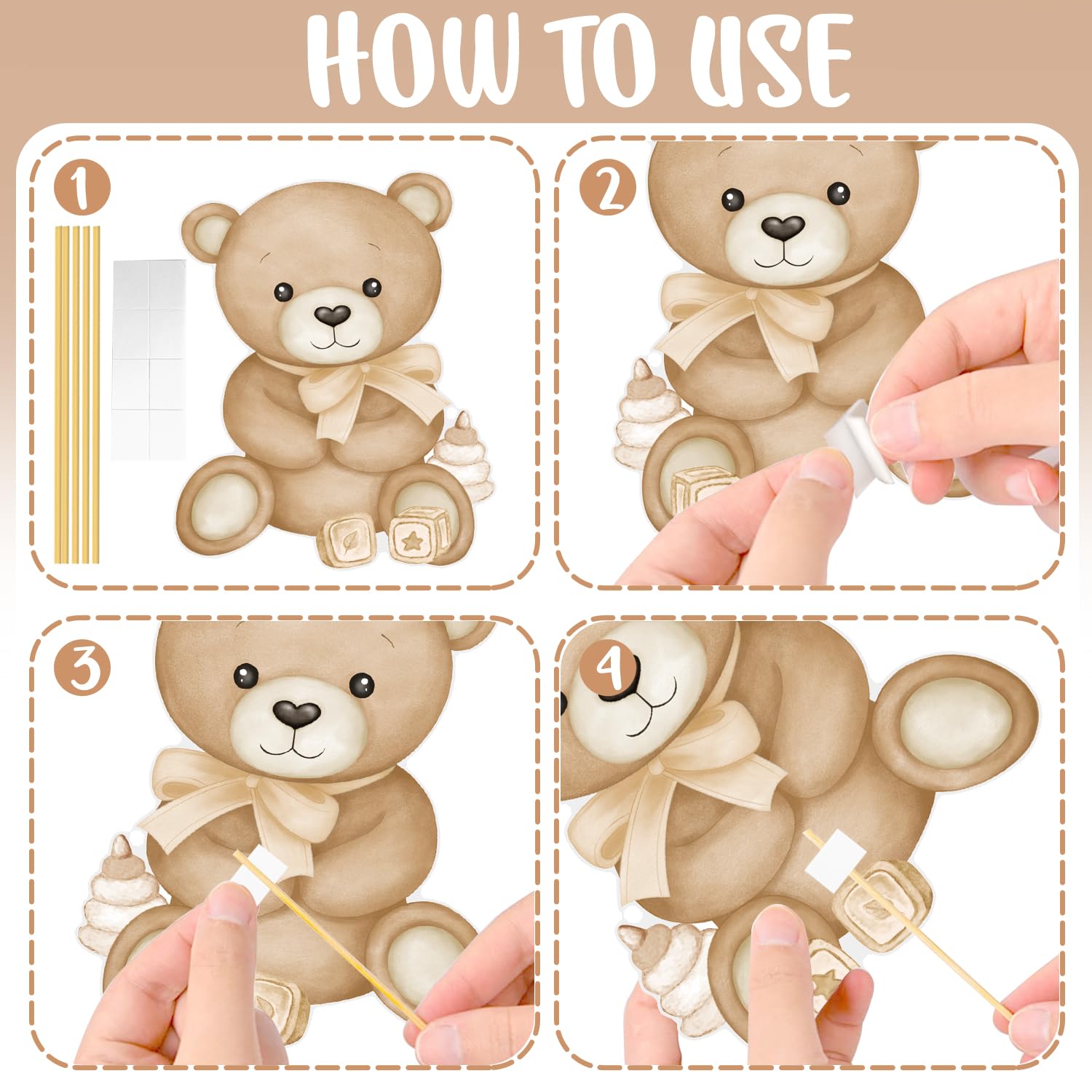 We Can Bearly Wait - Teddy Bear Baby Shower Centerpiece Sticks - Table