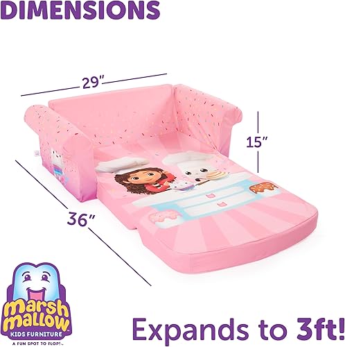 Miniatura 24 de Marshmallow Muebles, Niños 2-en-1 Flip Open Foam Comprimido Sofá, Disney La Sirenita