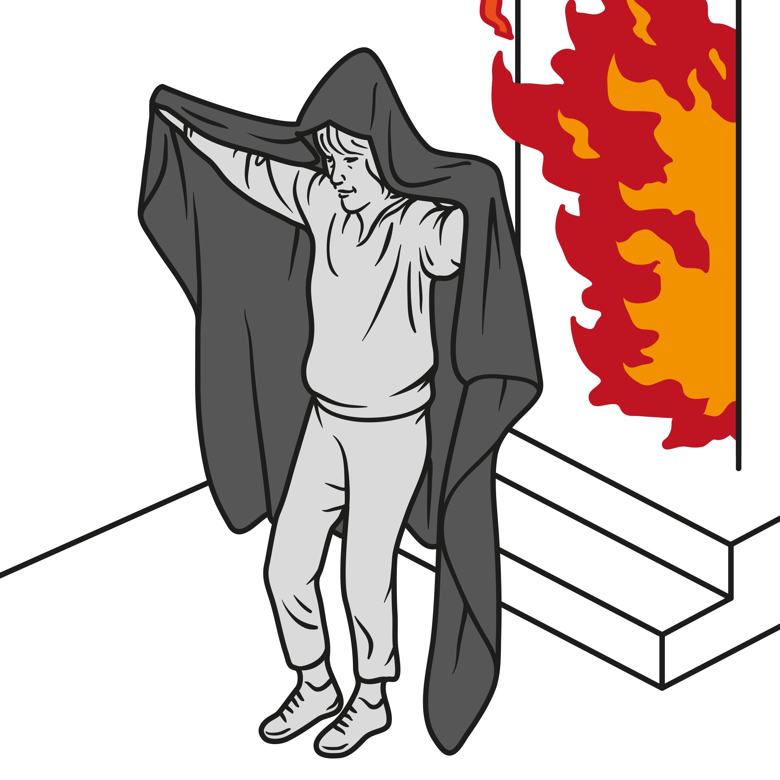 Hoodie Fox - Manta con capucha ignífuga, suave, transpirable, hipoalergénica, seguridad de la cabeza a los pies, ideal para casa y de viaje, con cabecero, 160 x 200 cm, color negro