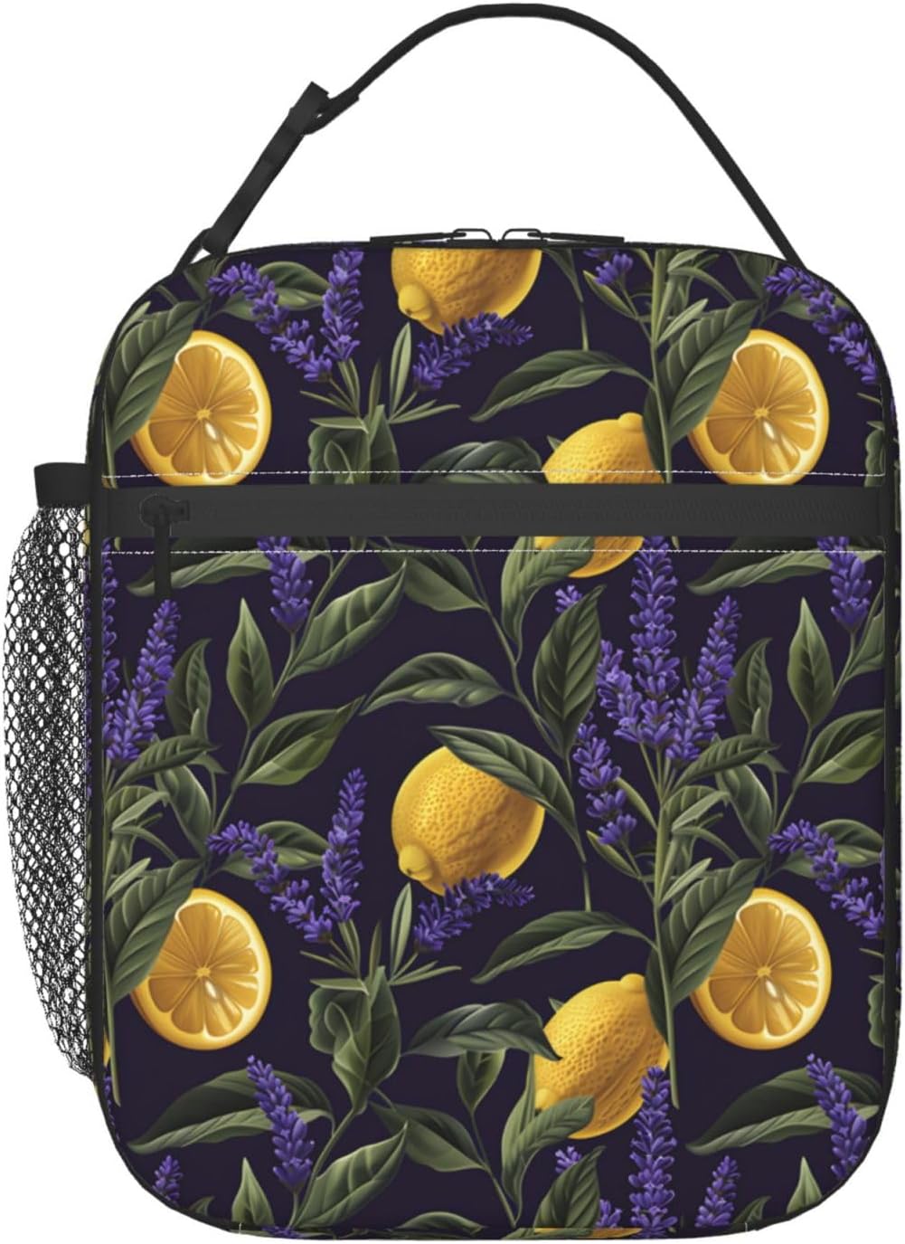 Lemon and Lavender Lunch Box for Women Men, Insulated Lunch Box, Reusable Lunch Bag for Office, Work, Picnic, Travel