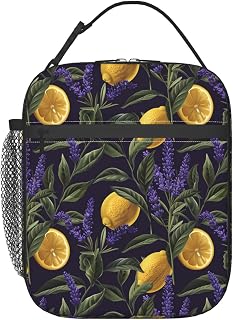 Lemon and Lavender Lunch Box for Women Men, Insulated Lunch Box, Reusable Lunch Bag for Office, Work, Picnic, Travel