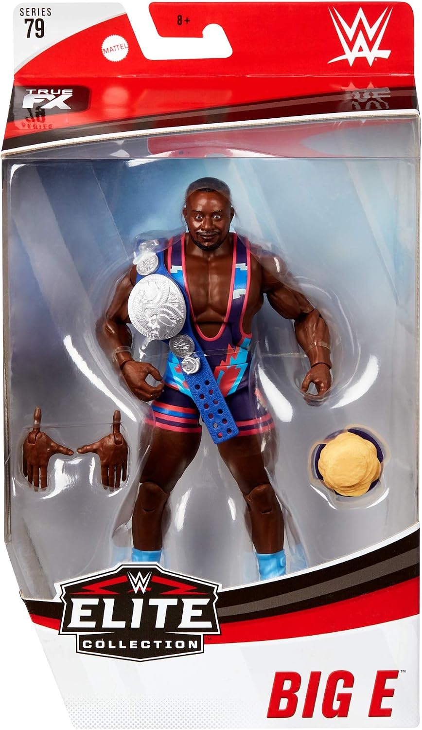 WWE Big E Elite Series #79 Deluxe Action Figure with Realistic Facial Detailing, Iconic Ring Gear & Accessories