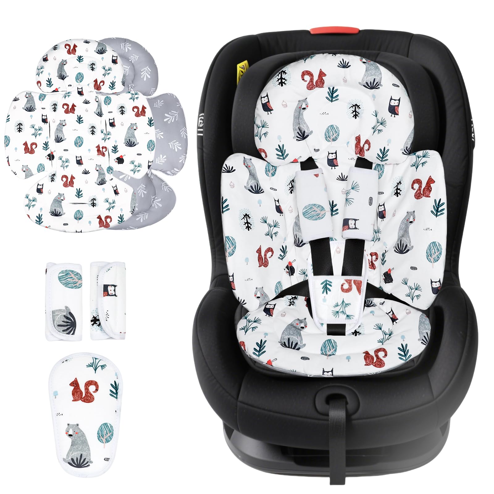 KAKIBLIN Infant Car Seat Insert, Breathable Reversible Car Seat Head Support for Infant, Newborn Car Seat Insert for Girls Boys, Fits for Stroller,