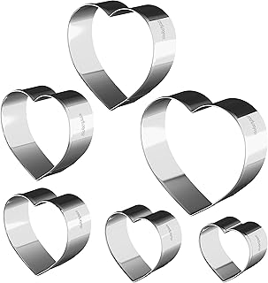 Bakerpan Stainless Steel Heart Cookie Cutter Set - Mini Heart Cookie Cutter Durable and Dishwasher Safe - Heart Shaped Coo...