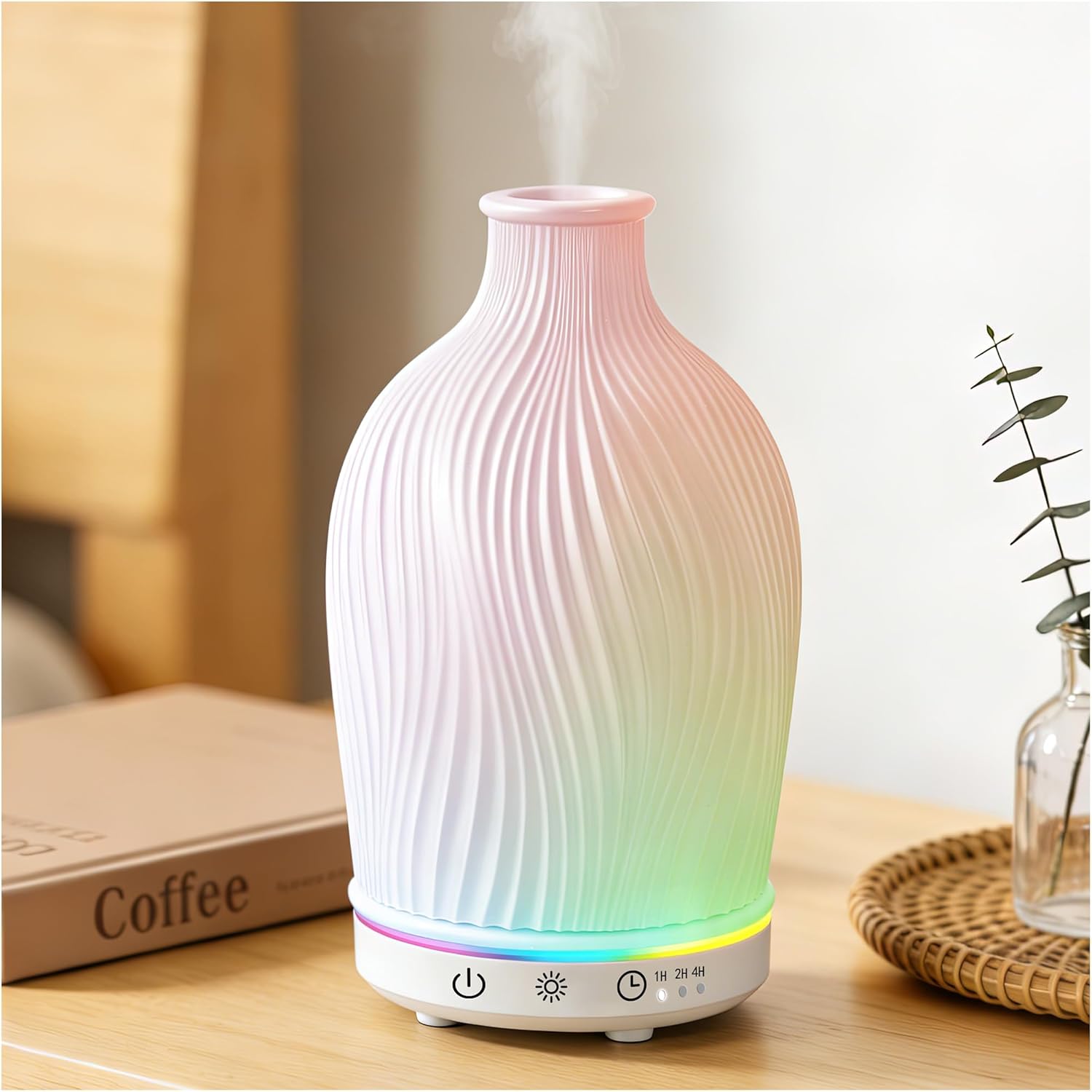 Difusor Aromático Eléctrico Ultrasonido 150ml con Temporizador y Luces LED