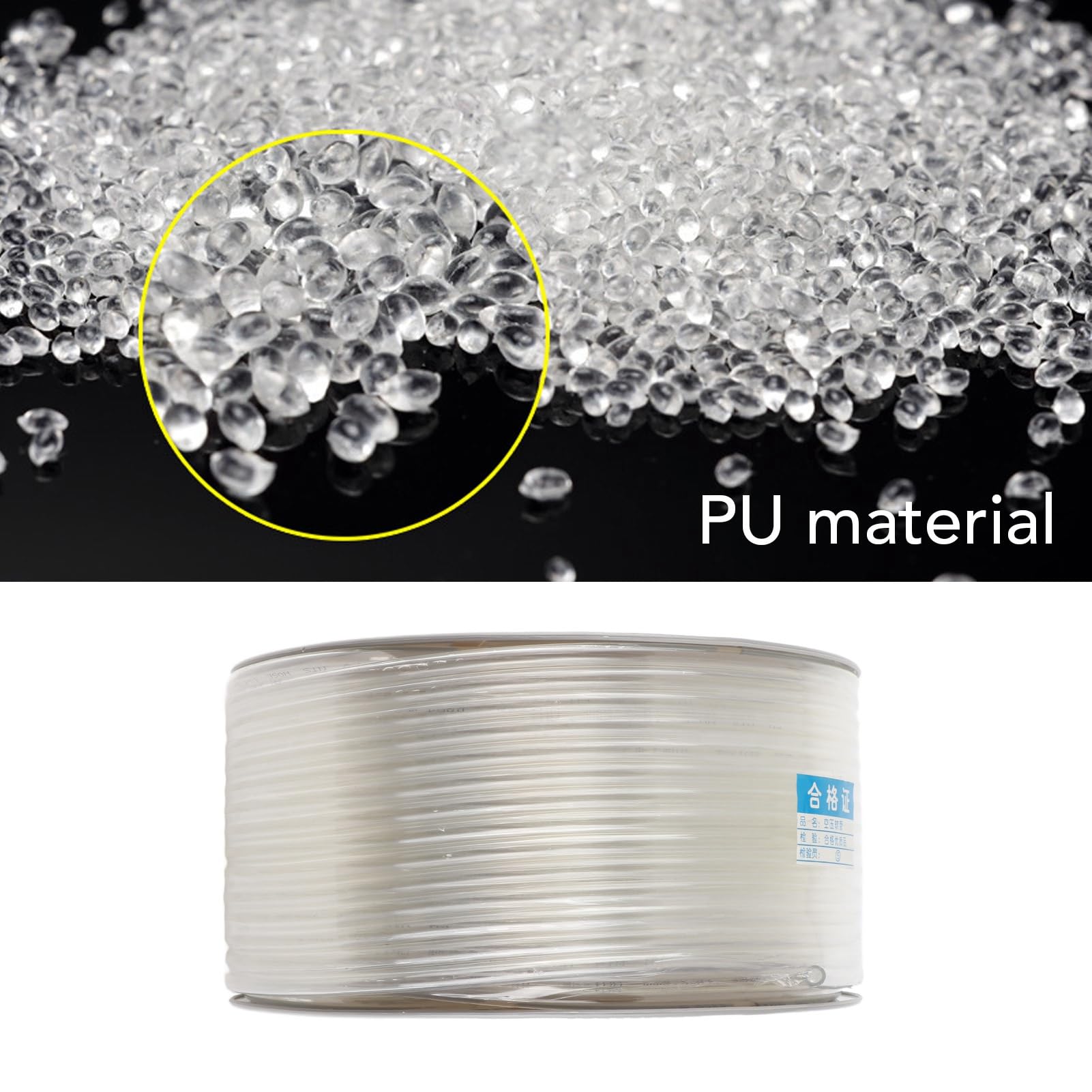 Manguera de aire Tubo neumático Material PU Material 10 mm OD 6.5 mm ID de 100 m Longitud Línea de tubo de carrete transparente ultra flexible para compresor de aire y