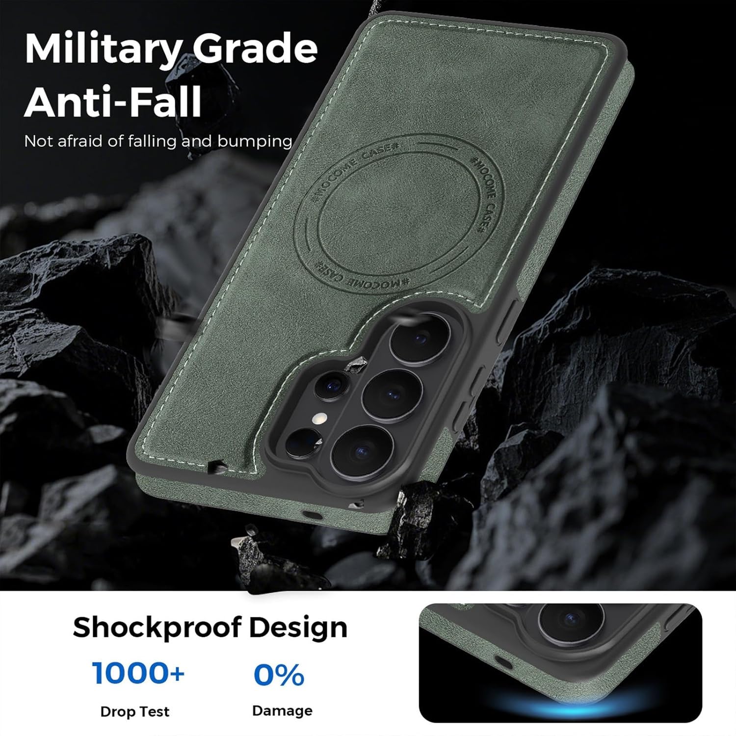 Magnetic PU Leather Case for Samsung Galaxy S25 Ultra/S25+/S25/S25 Edge/S25 FE, Compatible with MagSafe, Slim Rugged Shockproof Cover with Magnet Alignment, Comfortable Grip(Black,S25 Plus)