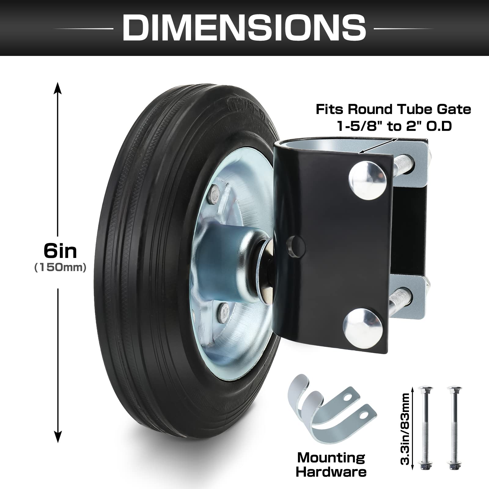 Snapklik.com : 6 Inch Gate Wheel, Fence Gate Wheel For Metal Tube Gate ...